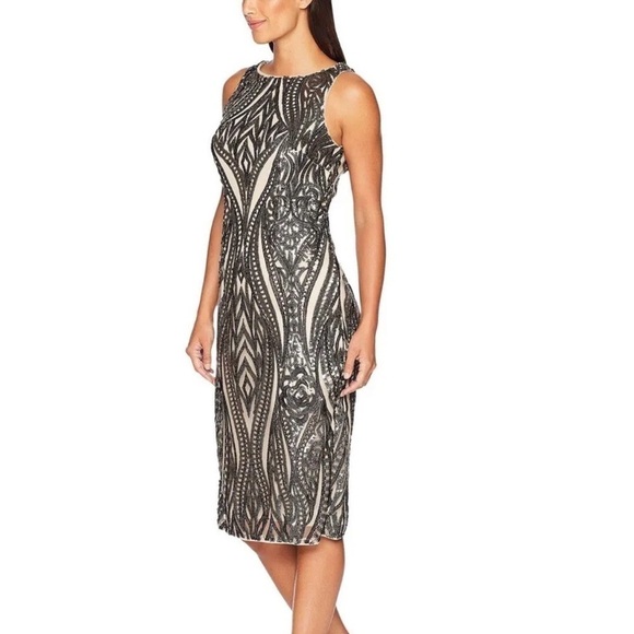 Adrianna Papell Sequin Halter Sheath Short Dress | size 2 - Picture 6 of 15